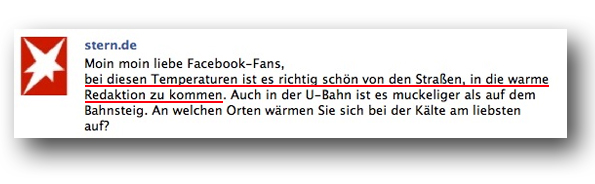 Es ist schön von den Straßen, in die warme Redaktion zu kommen