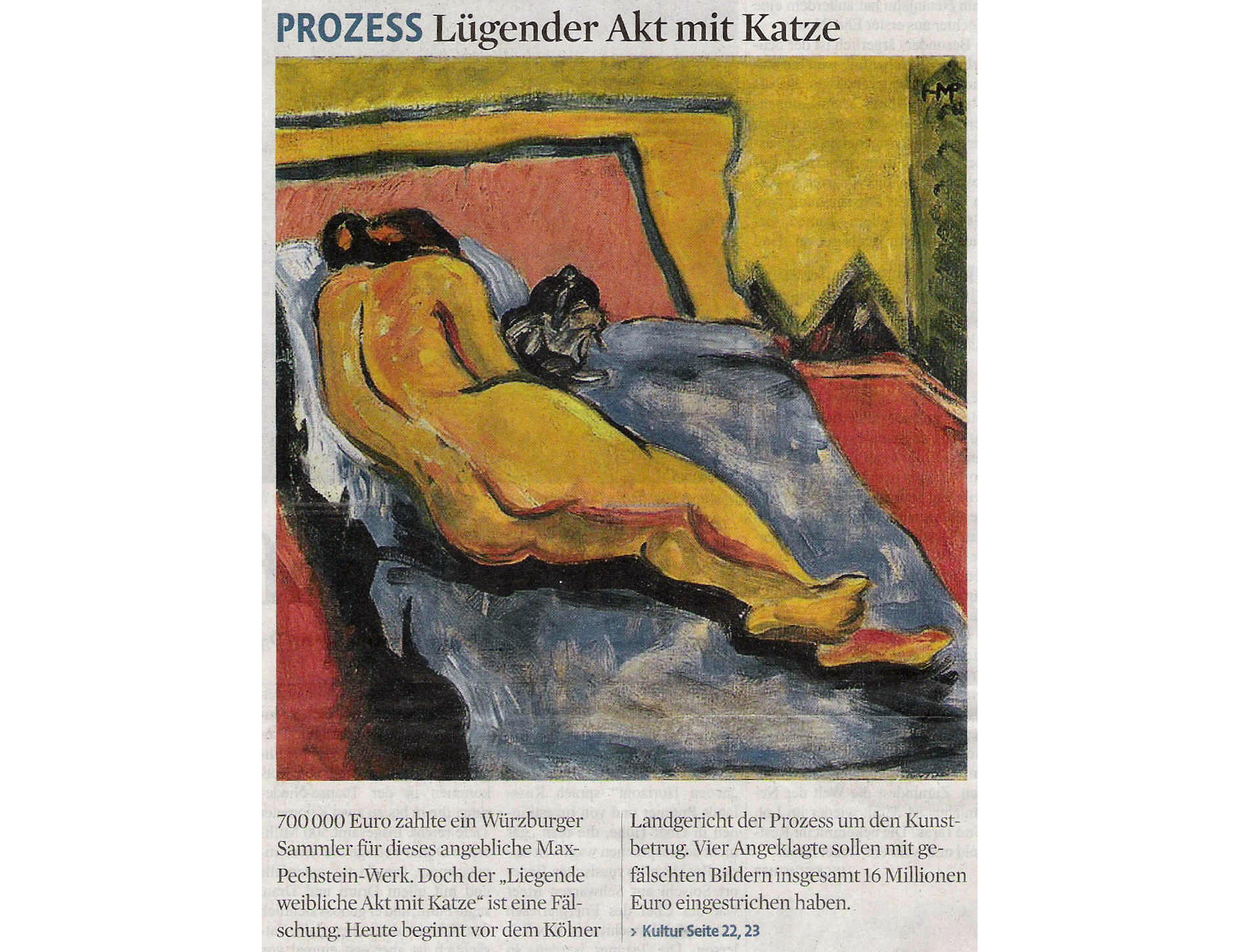 Lügender Akt mit Katze