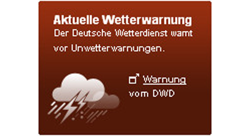Aktuelle Wetterwarnung    Der Deutsche Wetterdienst warnt vor Unwetterwarnungen