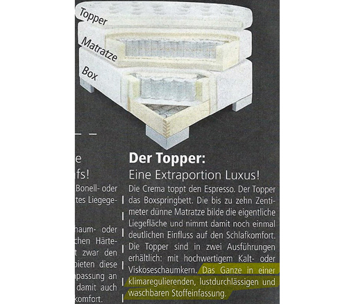 Lustdurchlässig Topper Matratze Box