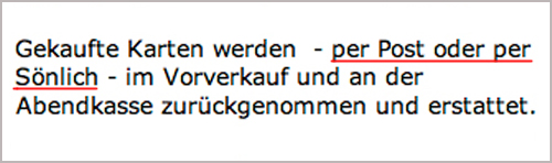 Per Post oder per Sönlich