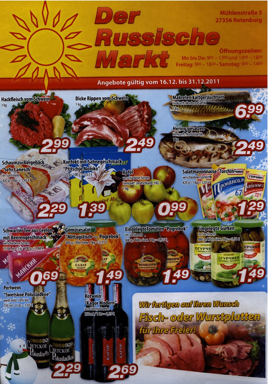 Fisch- oder Wurstplatten für Ihre Freier